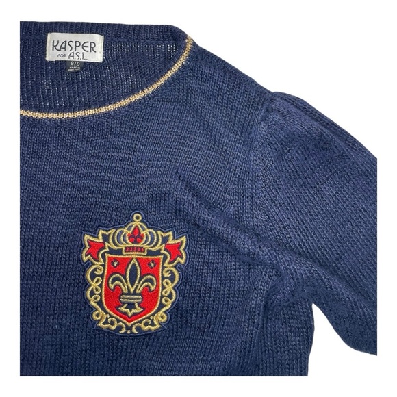 Kasper Navy Sweater with Gold Accents Kids Size: 8/9 - Picture 3 of 7